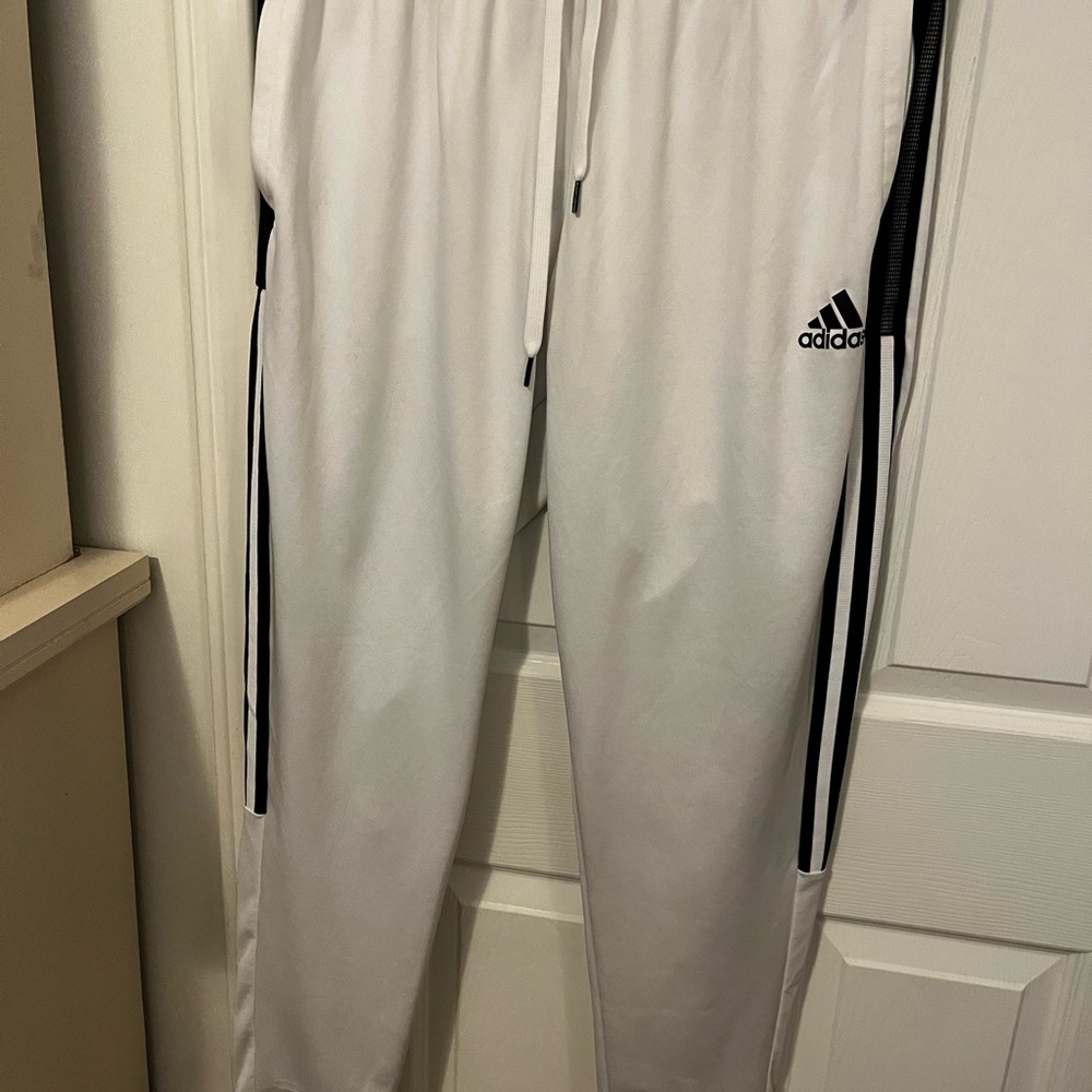 Adidas White Joggers with Black Accents